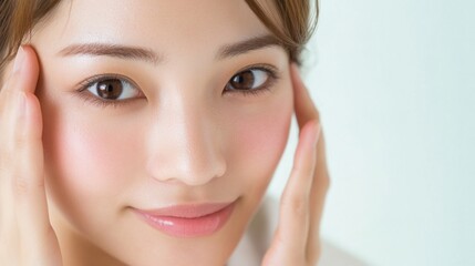 Fototapeta premium 春の美しさと再生のコンセプトを受け入れる美しい日本人女性