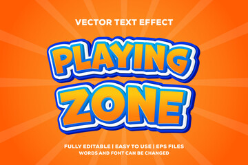 playing zone 3d vector text effect fully editable and easy to use