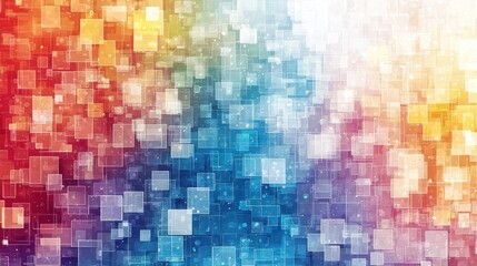 Abstract Background with Overlapping Squares and Hues of Red, Blue, and Yellow
