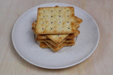Close up of Stack of cracker biscuits