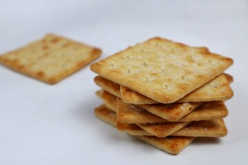 Close up of Stack of cracker biscuits