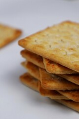 crackers on white background