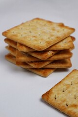 crackers on white background