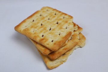 crackers on white background