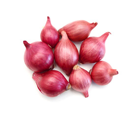 Red onions isolated on white background