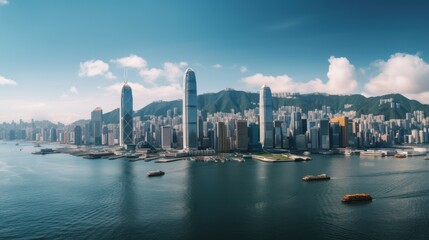 Naklejka premium Hong Kong Skyline - Modern Cityscape