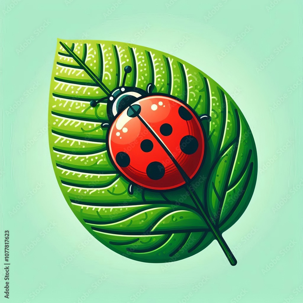 Poster a ladybug on a leaf a red ladybug rests on a green leaf creating