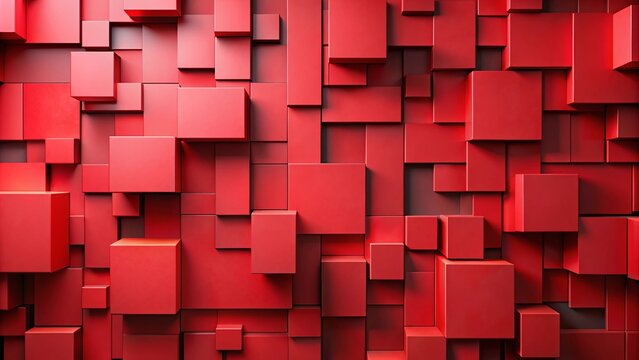 A captivating arrangement of red cubic elements, forming a captivating visual tapestry of geometric harmony and depth.