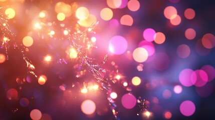 A vibrant, colorful bokeh background with sparkling lights for festive themes.