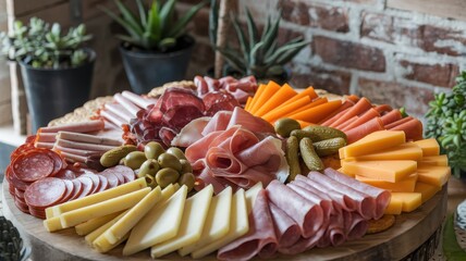 Platter of assorted meats and cheeses