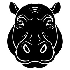 Naklejka premium Hippopotamus head vector silhouette art illustration