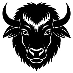 Bison head vector silhouette art illustration