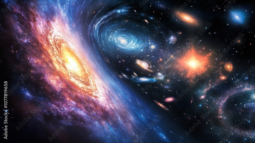 Wall mural the role of galaxy redshift in understanding the expanding universe: explore how astronomers use red