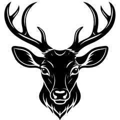 Deer head vector silhouette art illustration