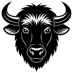 Bison head vector silhouette art illustration