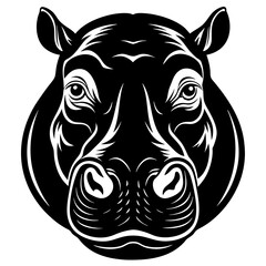 Hippopotamus head vector silhouette art illustration