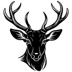 Deer head vector silhouette art illustration