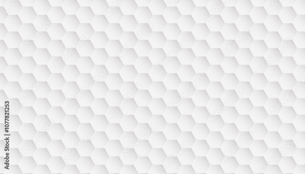 Poster abstract white geometric hexagons padding texture vector art. upholstery background with emboss hexa