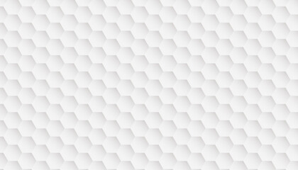 Abstract white geometric hexagons padding texture vector art. Upholstery background with emboss hexagonal tiles.