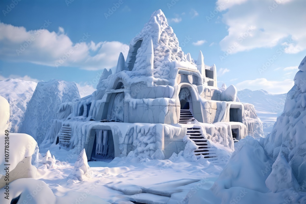 Aufkleber building defensive structures from packed snow creating walls ro