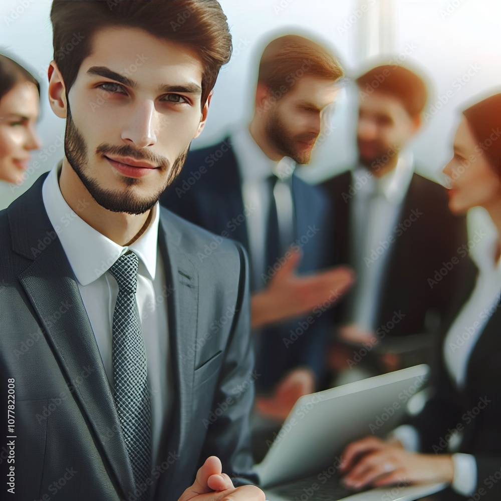 Poster business development manager a manager networking with a confide