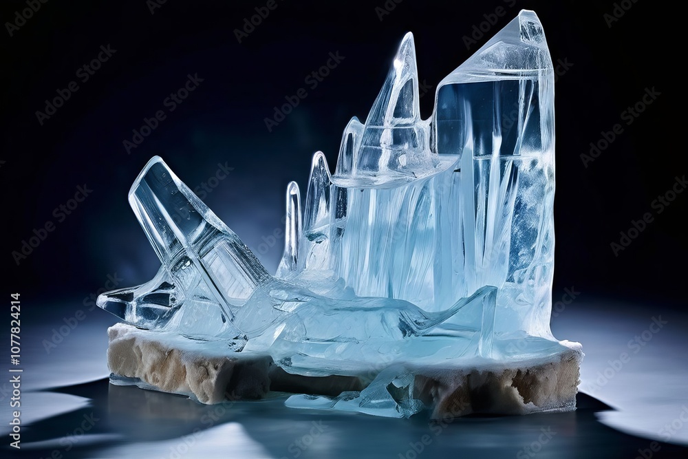 Aufkleber creating artistic sculptures from blocks of ice using various to