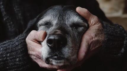 Gentle Dog Face Wiping in Warm Indoor Setting