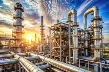 Fototapeta premium a large industrial plant with the words fire on the side