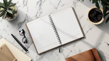A professional notebook mockup with a customizable cover