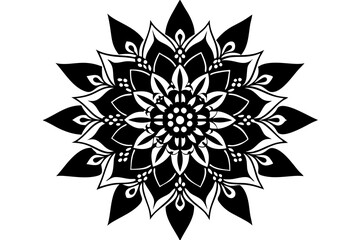 Mandala ornament silhouette vector illustration.