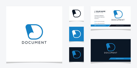 Letter D Document with Paper Roll Concept Logo Design, Business Card Vector Template