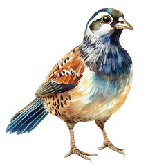 cute Quail watercolor clipart illustration isolated