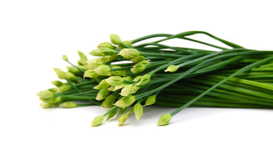 Chives flower or Chinese Chive isolated on white background.