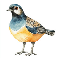 cute Quail watercolor clipart illustration isolated