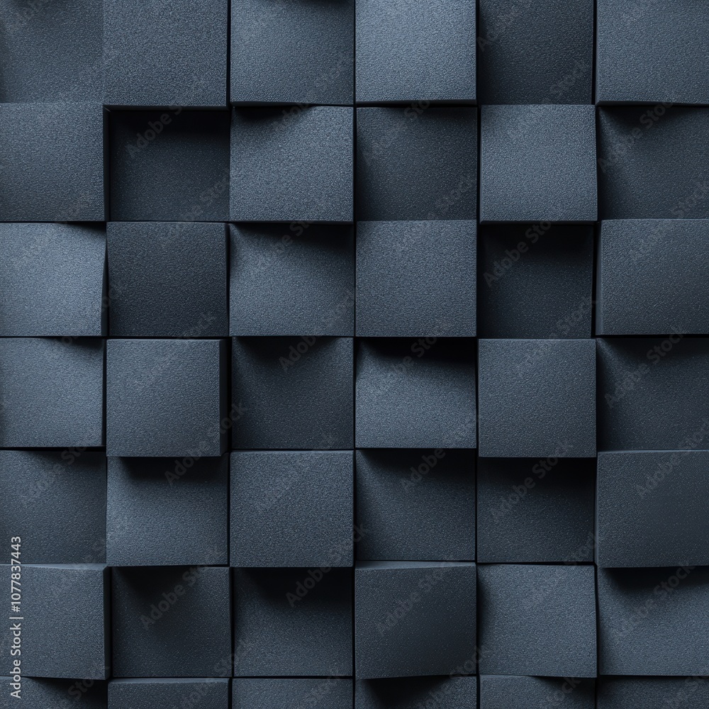 Poster a textured surface composed of dark, three-dimensional squares, creating a visually intriguing patte