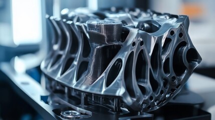 Close-up of a 3D-Printed Metal Engine Part