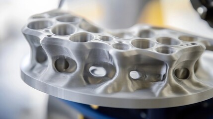 3D Printed Metal Part with Circular Holes and Ridges