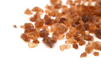Brown sugar cubes isolated on white background