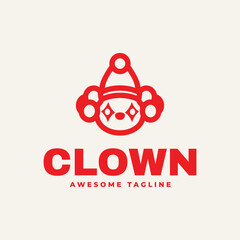 Fototapeta premium Vector Logo Illustration Clown Line Art Style