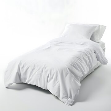 White single bed on white background