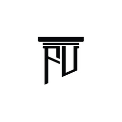 FU monogram logo design letter text name symbol monochrome logotype alphabet character simple logo