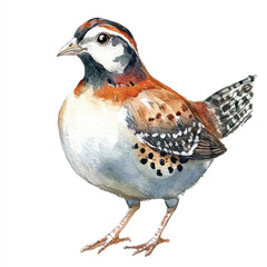 cute Quail watercolor clipart illustration isolated