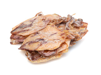 Dried squids on white background