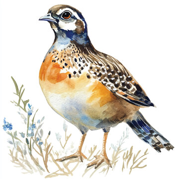 recommend clip art: cute Quail watercolor clipart illustration isolated