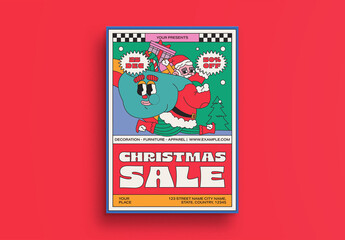 Red Quirky Flat Christmas Sale Flyer
