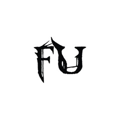 Naklejka premium FU monogram logo design letter text name symbol monochrome logotype alphabet character simple logo