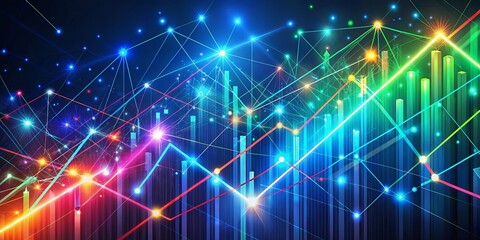 Obraz premium A symphony of interconnected lines and illuminated points forming a dynamic abstract representation of growth and data flow