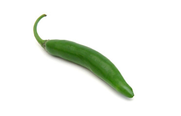 Green chilies (jalapeno) on white background