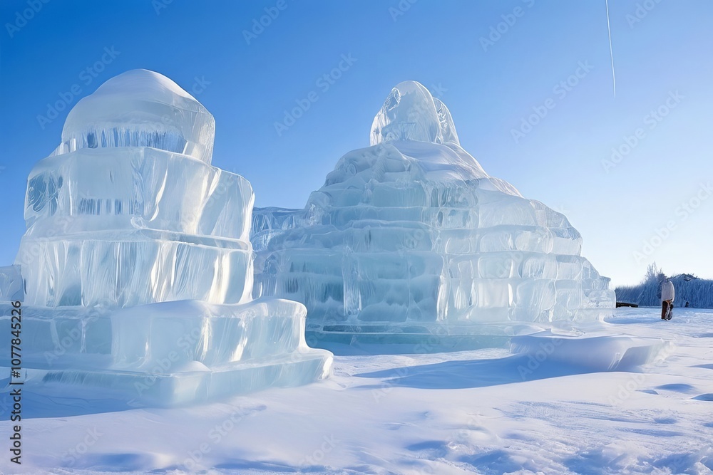 Poster temporary structures built entirely of ice and snow
