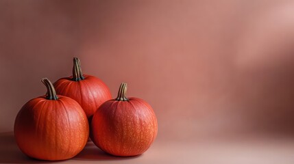 Three pumpkins on an random color background